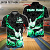 BlueJose Bowling And Pins Fire Strike Flame Customized Name, Team Name 3D Shirt (4 Colors)