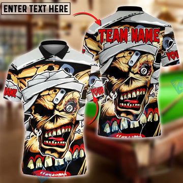 BlueJose Billiards 8-Ball Zombie Mad Skull Personalized Name, Team Name Unisex Shirt