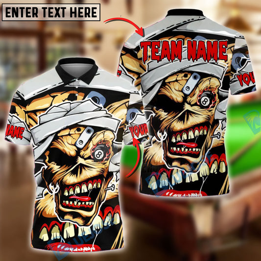 BlueJose Billiards 8-Ball Zombie Mad Skull Personalized Name, Team Name Unisex Shirt