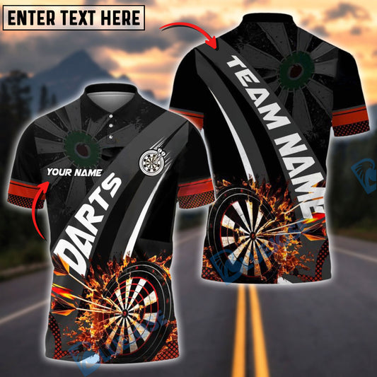 BlueJose Darts Fiery Dartboard Explosion Customized Name, Team Name 3D Shirt (4 Colors)