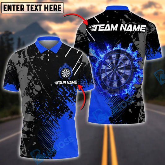 BlueJose Darts Flaming Target Customized Name, Team Name 3D Shirt (4 Colors)
