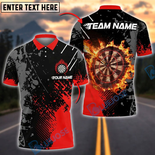 BlueJose Darts Flaming Target Customized Name, Team Name 3D Shirt (4 Colors)