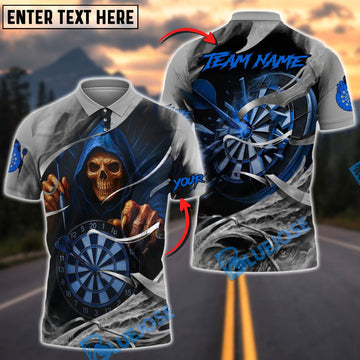 BlueJose Darts Grim Reaper Skull Dartboard Customized Name, Team Name 3D Shirt (4 Colors)