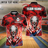 BlueJose Bowling And Pins Flaming Skull Fireball Rage Customized Name, Team Name 3D Shirt (4 Colors)