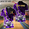 BlueJose Bowling And Pins Lightning Strike Fire Customized Name, Team Name 3D Shirt (4 Colors)