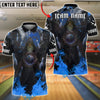 BlueJose Bowling And Pins Magic Flame Wizard Customized Name, Team Name 3D Shirt (4 Colors)