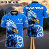 BlueJose Darts Eagle Fierce Blue Avian Graphic Personalized Name, Team Name Shirt (4 Colors)