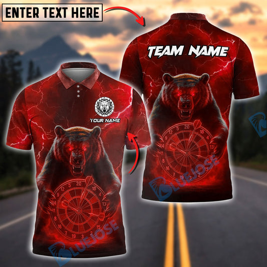 BlueJose Darts Bear Lightning Customized Name, Team Name 3D Shirt (4 Colors)