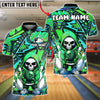 BlueJose Bowling And Pins Neon Skull Hoodie Graffiti Style Customized Name, Team Name 3D Shirt (4 Colors)