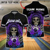BlueJose Bowling And Pins Skull Lightning Strike Customized Name, Team Name 3D Shirt (4 Colors)