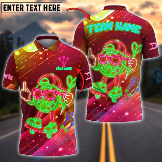 BlueJose Darts Neon Skater Target Cartoon Style Customized Name, Team Name 3D Shirt (4 Colors)