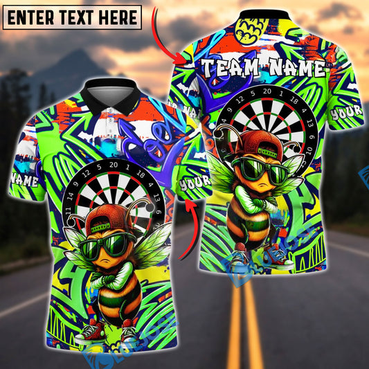 BlueJose Darts Cool Bee Graffiti Urban Style Customized Name, Team Name 3D Shirt (4 Colors)