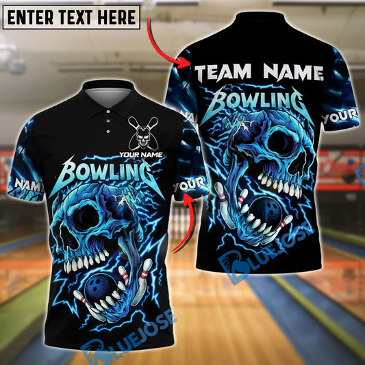 BlueJose Bowling And Pins Grim Reaper Skull Storm Customized Name, Team Name 3D Shirt (4 Colors)