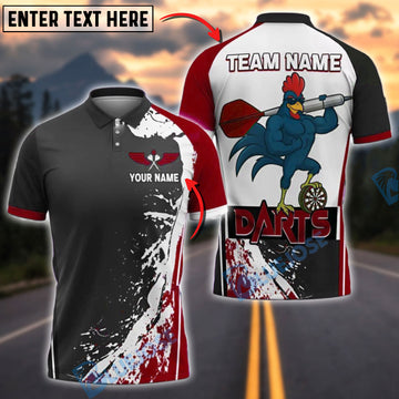 BlueJose Darts Strong Rooster Personalized Name, Team Name Shirt (4 Colors)