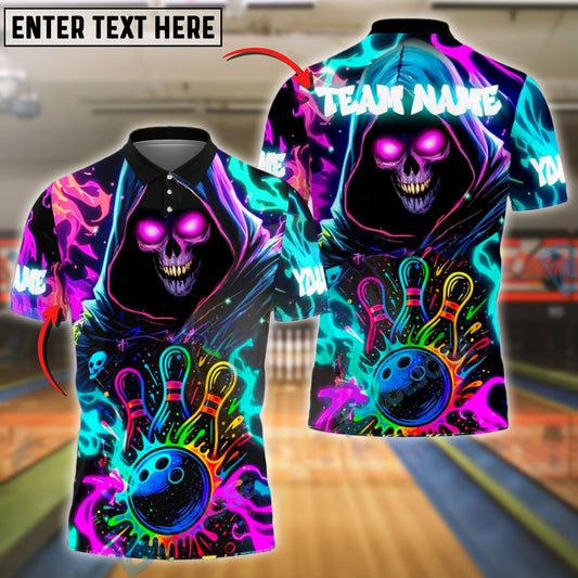 BlueJose Bowling Grim Reaper Neon Flame Personalized Name, Team Name 3D Shirt