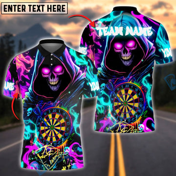 BlueJose Darts Grim Reaper Neon Flame Personalized Name Shirt
