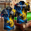 BlueJose Billiards Ball 8 Fire Hand Dual Flame Personalized Name, Team Name Unisex Shirt (4 Colors)