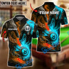 BlueJose Billiards Ball 8 Fire Hand Dual Flame Personalized Name, Team Name Unisex Shirt (4 Colors)