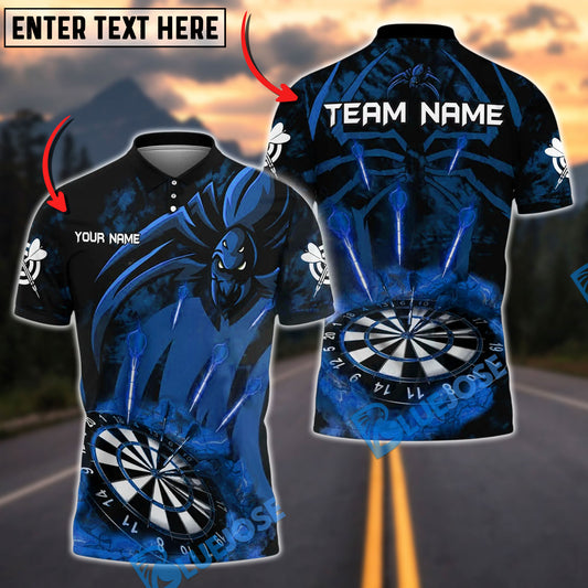 BlueJose Darts Spider Lightning Dartboard Design Personalized Name, Team Name Unisex Shirt (4 Colors)