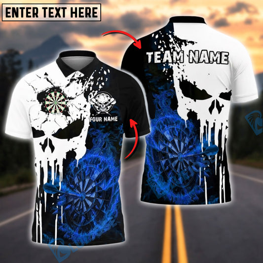 BlueJose Darts Skull Flaming Target Customized Name, Team Name 3D Shirt (4 Colors)