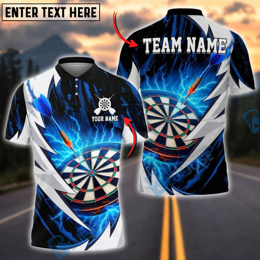 BlueJose Darts Electric Lightning Design Customized Name, Team Name 3D Shirt (4 Colors)