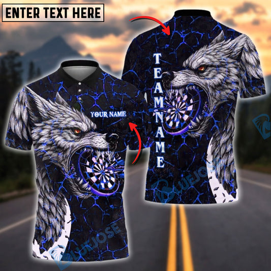 BlueJose Darts Wolf Lava Cracks Customized Name, Team Name 3D Shirt (4 Colors)