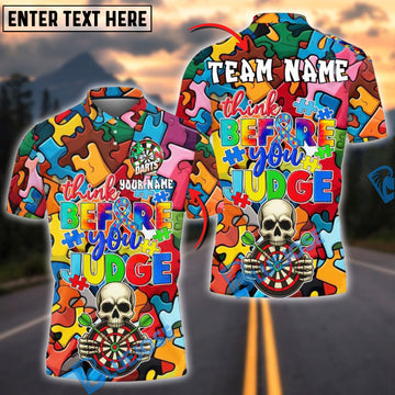 BlueJose Darts Think Before You Judge Puzzle Skull Personalized Name, Team Name Shirt