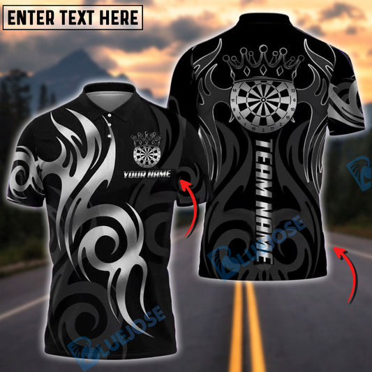 BlueJose Darts Golden Dartboard Crown Tribal Pattern Personalized Name, Team Name Shirt (6 Colors)