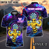 BlueJose Darts Angry Bee Hex Neon Pattern Customized Name, Team Name 3D Shirt (4 Colors)