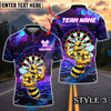 BlueJose Darts Angry Bee Hex Neon Pattern Customized Name, Team Name 3D Shirt (4 Colors)