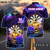 BlueJose Darts Angry Bee Hex Neon Pattern Customized Name, Team Name 3D Shirt (4 Colors)