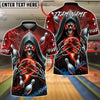 BlueJose Bowling And Pins Skull Grim Reaper Lightning Customized Name, Team Name 3D Shirt (4 Colors)