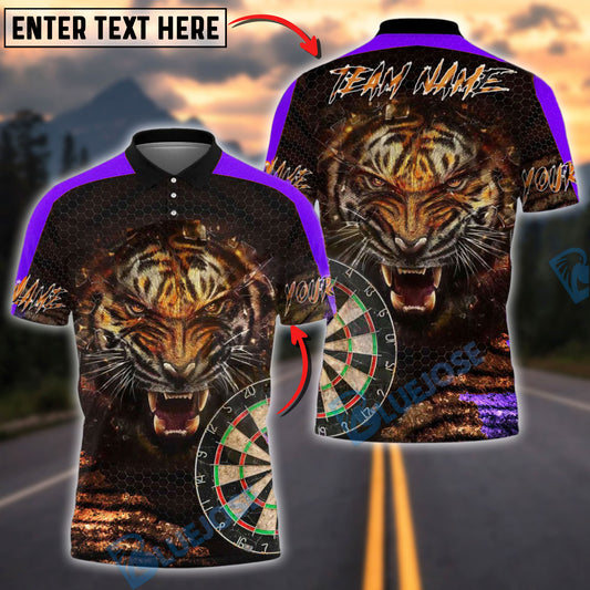 BlueJose Darts Tiger Face Roaring Customized Name, Team Name 3D Shirt (4 Colors)