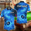 BlueJose Billiards 8 Ball Flaming Firestorm Personalized Name, Team Name Unisex Shirt (4 Colors)