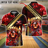 BlueJose Bowling And Pins Royal Fireball Gold Stripe Design Customized Name, Team Name 3D Shirt (4 Colors)