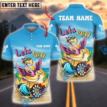BlueJose Darts Tropical Flamingo Beach Style Personalized Name, Team Name Shirt