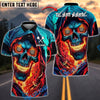 BlueJose Darts Fiery Inferno Skull With Flaming Dartboard Eyes Customized Name, Team Name 3D Shirt (4 Colors)