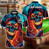 BlueJose Billiards Fiery Inferno Skull With Burning 8 Ball Eyes Personalized Name, Team Name Unisex Shirt (4 Colors)