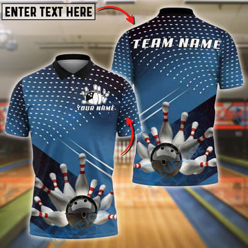 BlueJose Bowling And Pins Strike Explosion Customized Name, Team Name 3D Shirt (4 Colors)