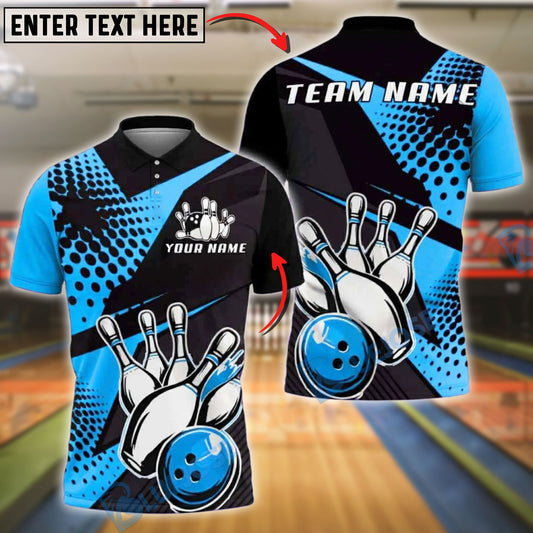 BlueJose Bowling And Pins Striking Pins Customized Name, Team Name 3D Shirt (4 Colors)