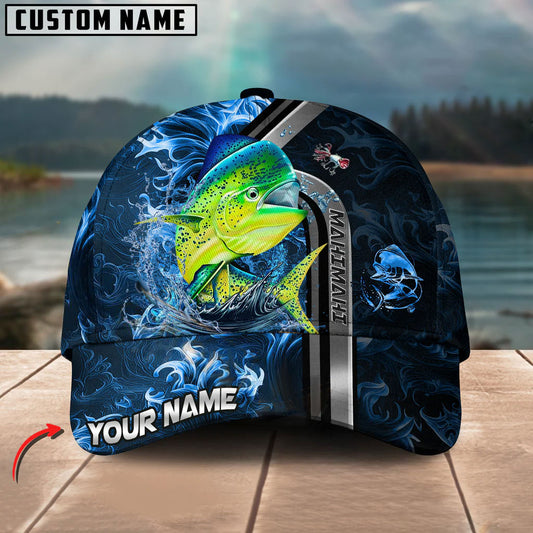 BlueJose Mahi-Mahi Fishing Ocean Wave Power Personalized Cap