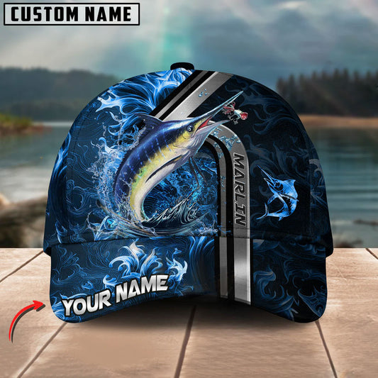 BlueJose Marlin Fishing Ocean Wave Power Personalized Cap