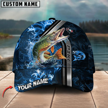 BlueJose Pike Fishing Ocean Wave Power Personalized Cap