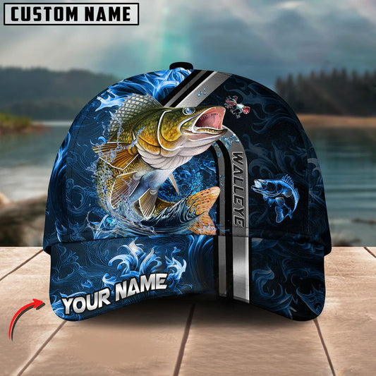 BlueJose Walleye Fishing Ocean Wave Power Personalized Cap