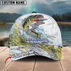 BlueJose Fishing Gold Premium Skinfish Pattern Personalized Cap (Bass, Trout, Walleye, Mahi-Mahi, Striped Bass, Crappie, Pike, Salmon)