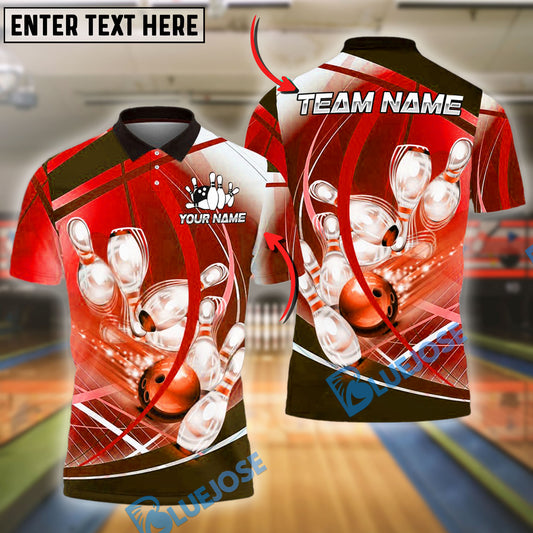 BlueJose Bowling And Pins Dynamic Motion Theme Customized Name, Team Name 3D Shirt (4 Colors)