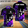 BlueJose Bowling And Pins Strike Design Flaming Ball Customized Name, Team Name 3D Shirt (4 Colors)
