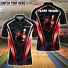 BlueJose Bowling And Pins Gold Crown Strike Design Customized Name, Team Name 3D Shirt (4 Colors)