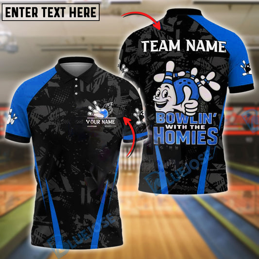 BlueJose Bowling And Pins Funny Slogan Team Uniform Style Customized Name, Team Name 3D Shirt (4 Colors)
