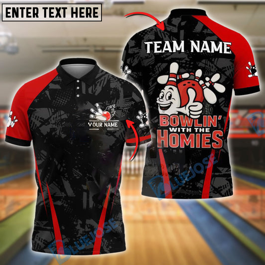 BlueJose Bowling And Pins Funny Slogan Team Uniform Style Customized Name, Team Name 3D Shirt (4 Colors)
